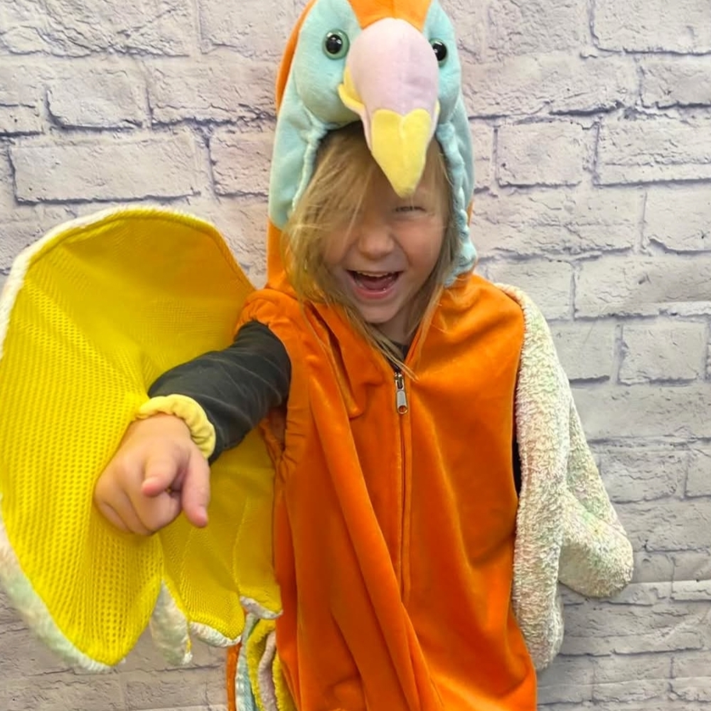 Vibrant Orange and Yellow Parrot Costume for Kids